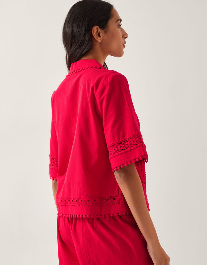 Irina Short Sleeve Lace Shirt, Red (RED), large