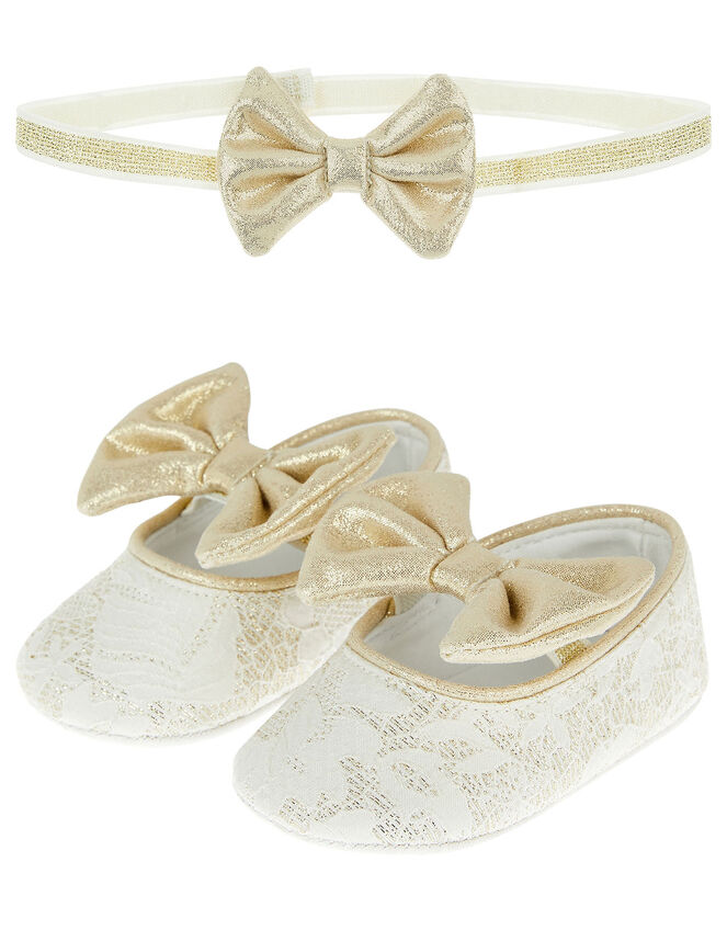 Jacquard Booties and Bando Set , Ivory (IVORY), large