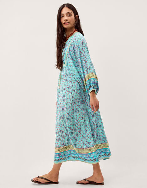 Millie Long Sleeve Print Midi Dress, Blue (PALE BLUE), large