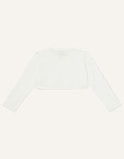 Baby Fluffy Collar Super-Soft Cardigan, Ivory (IVORY), large