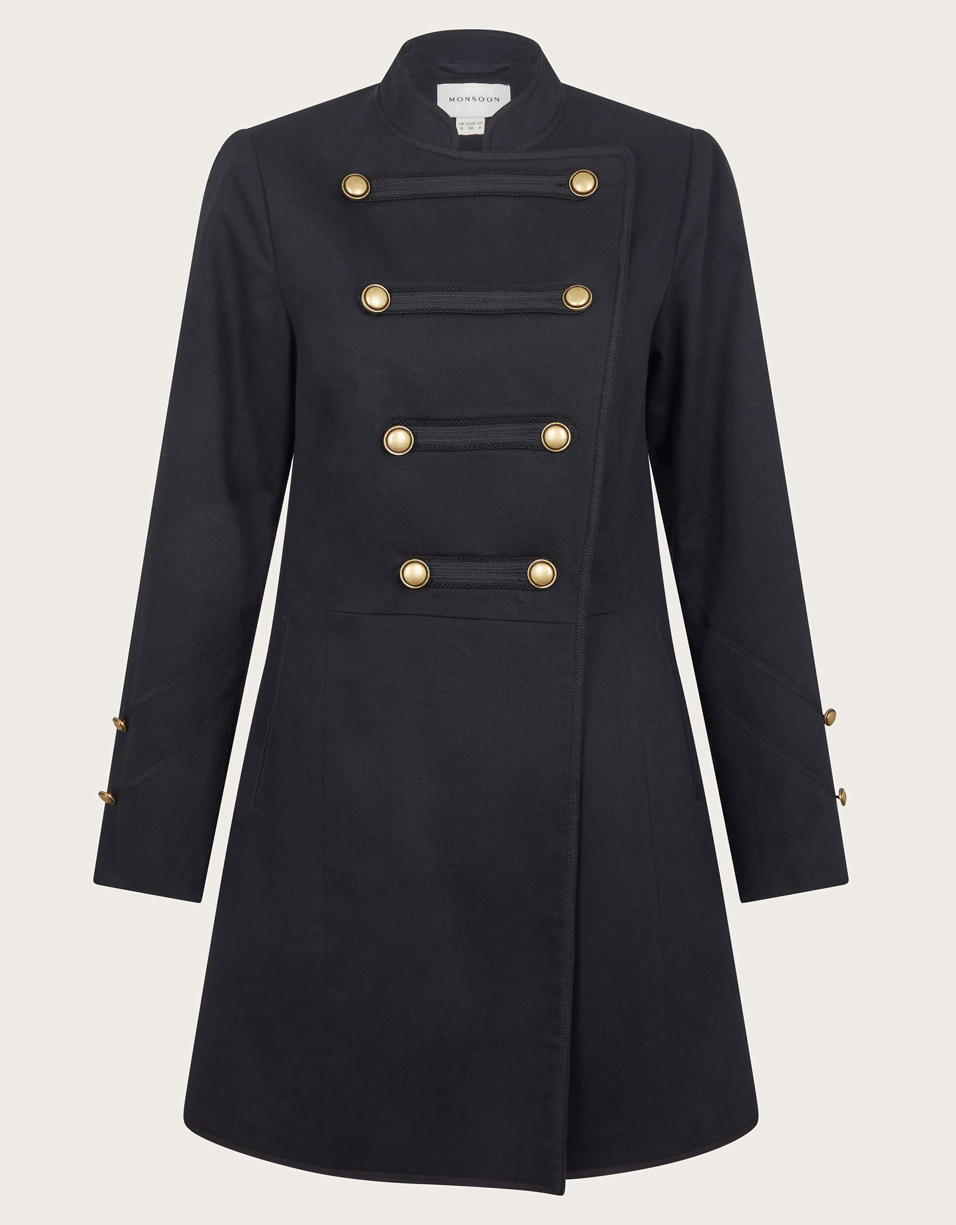 Black military coat womens shop