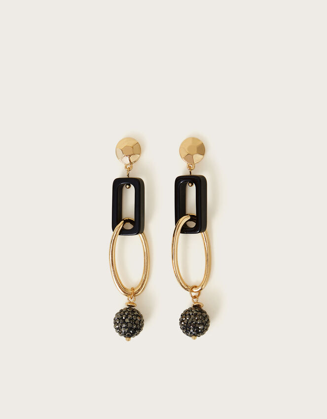 Diamante Sphere Link Drop Earrings, , large