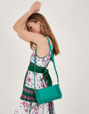 Leather Woven Cross-Body Bag, , large