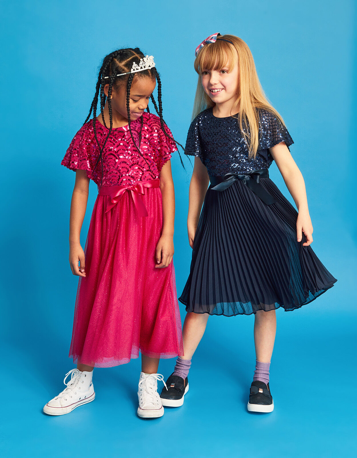 Cape Sleeve Diamond Sequin Keita Dress Blue