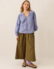 East Lilia Check Cotton Blouse, Blue (BLUE), large