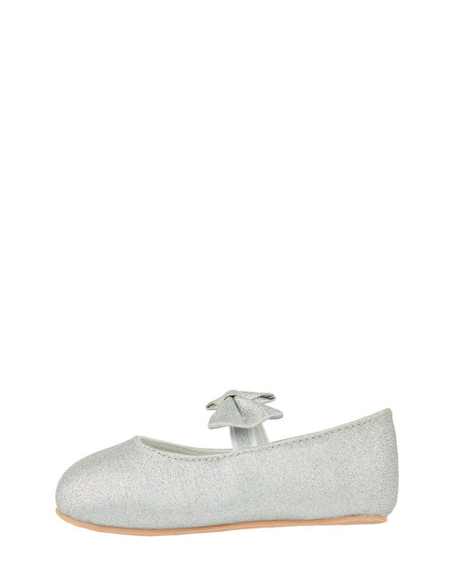 Baby Everly Sparkle Bow Flat Shoes Silver