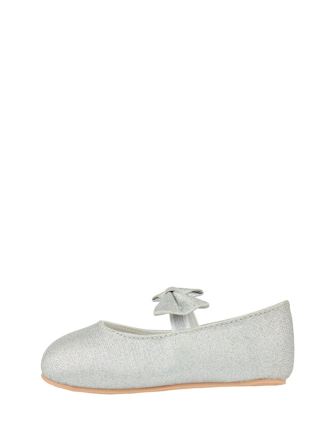 Baby Everly Sparkle Bow Flat Shoes, Silver (SILVER), large