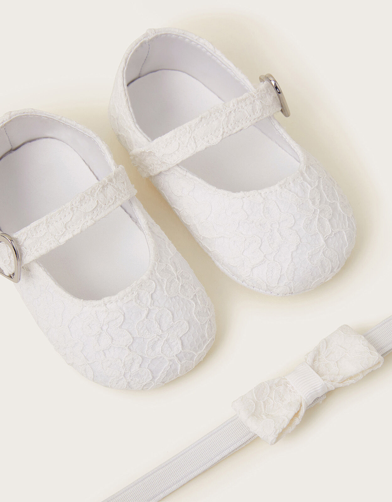 Baby Lacey Heart Booties and Bando Set Ivory Baby Booties