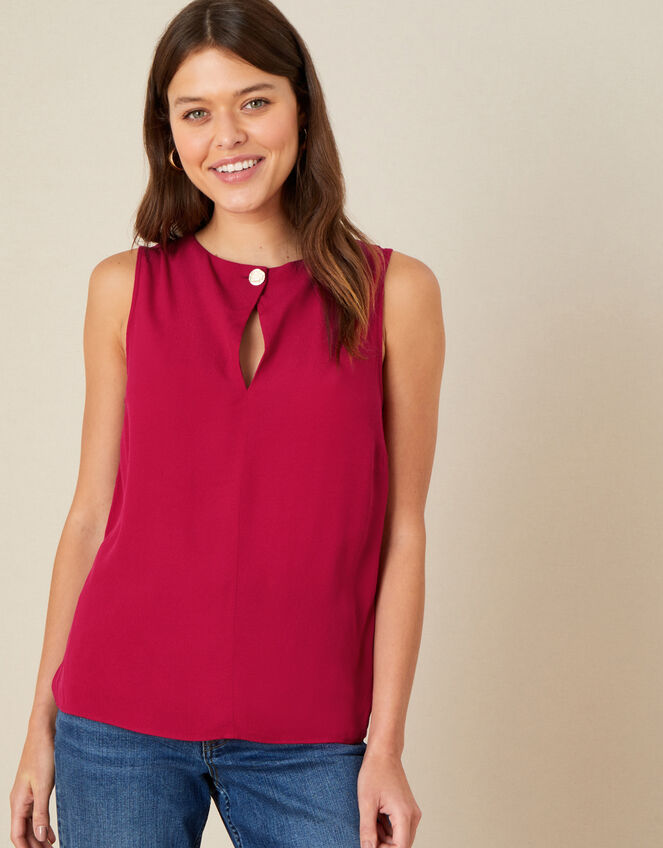 Button Tank Top, Red (BERRY), large