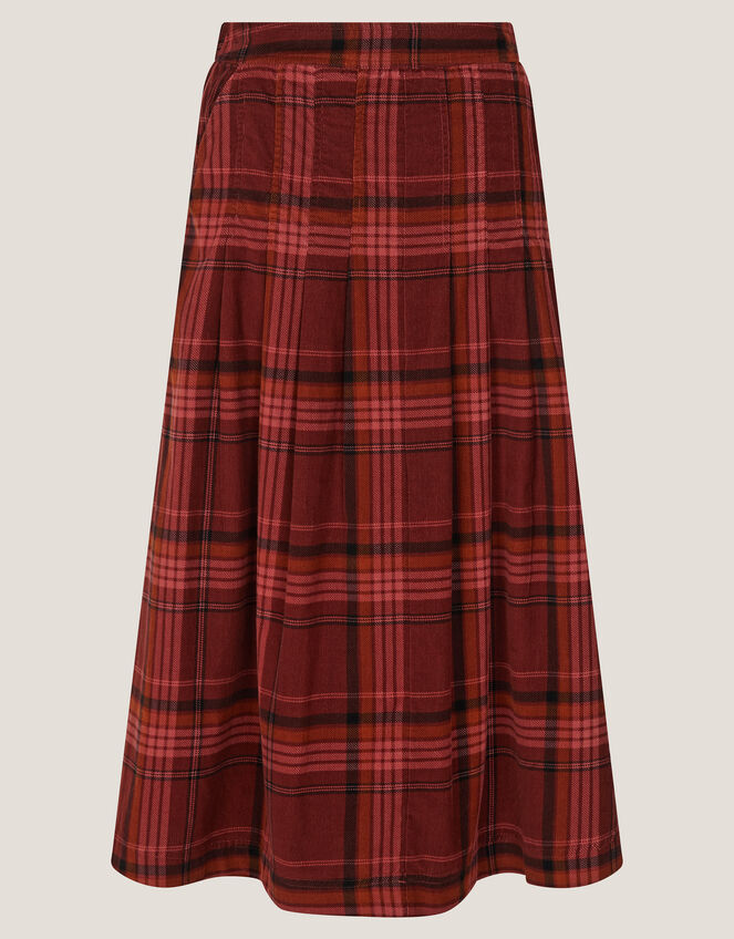 Charly Check Midi Skirt, Red (BURGUNDY), large