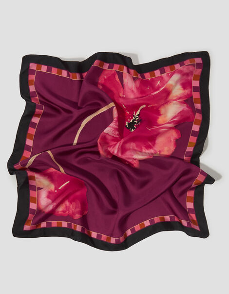 Fenella Flower Print Silk Square Scarf, , large
