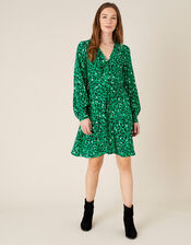 Tara Animal Print Short Dress , Green (GREEN), large