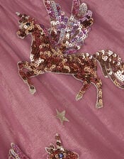 Christmas Unicorn Trapeze Dress, Pink (PINK), large