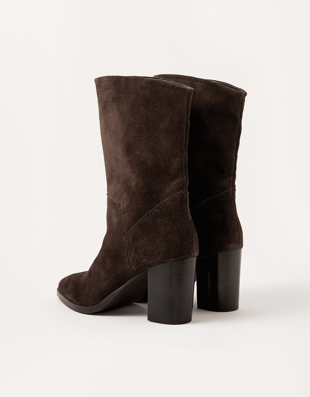 Brown suede high heel boots top