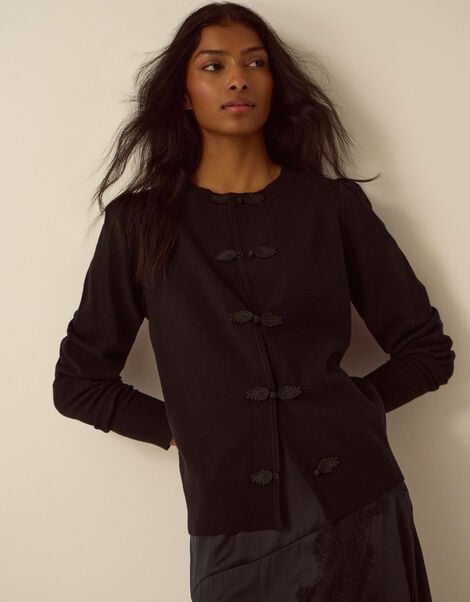 Faye Button Cardigan, Black (BLACK), large