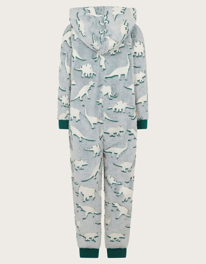 Glow In The Dark Dinosaur Fleece Onesie, Teal (TEAL), large