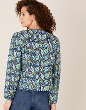 ARTISAN STUDIO Floral Quilted Jacket, Blue (NAVY), large