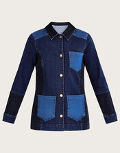 Patched Denim Jacket, Blue (INDIGO), large