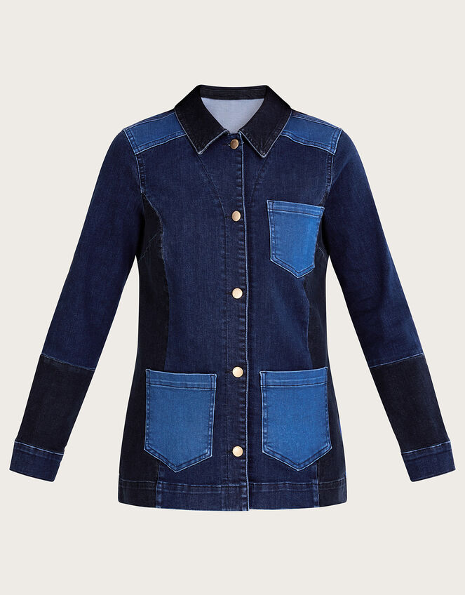 Patched Denim Jacket, Blue (INDIGO), large