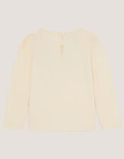 Organza Bow Long Sleeve Top, Cream (CREAM), large