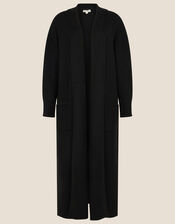 Shawl Collar Longline Cardigan, Black (BLACK), large