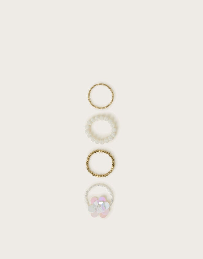 4-Pack Sequin Flower Bead Bracelets, , large