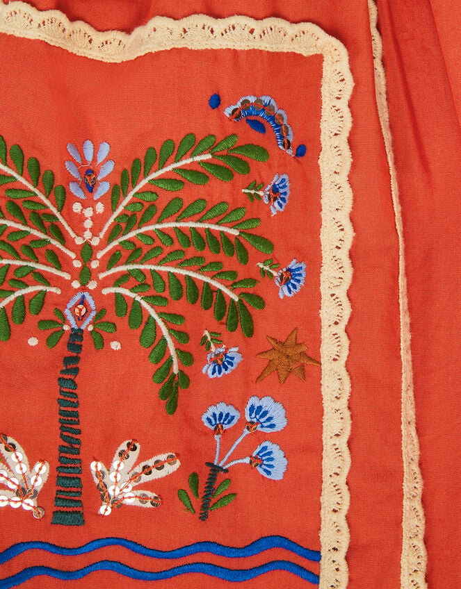 Monsoon x Charlie Taylor Palm Embroidered Dress, Orange (ORANGE), large