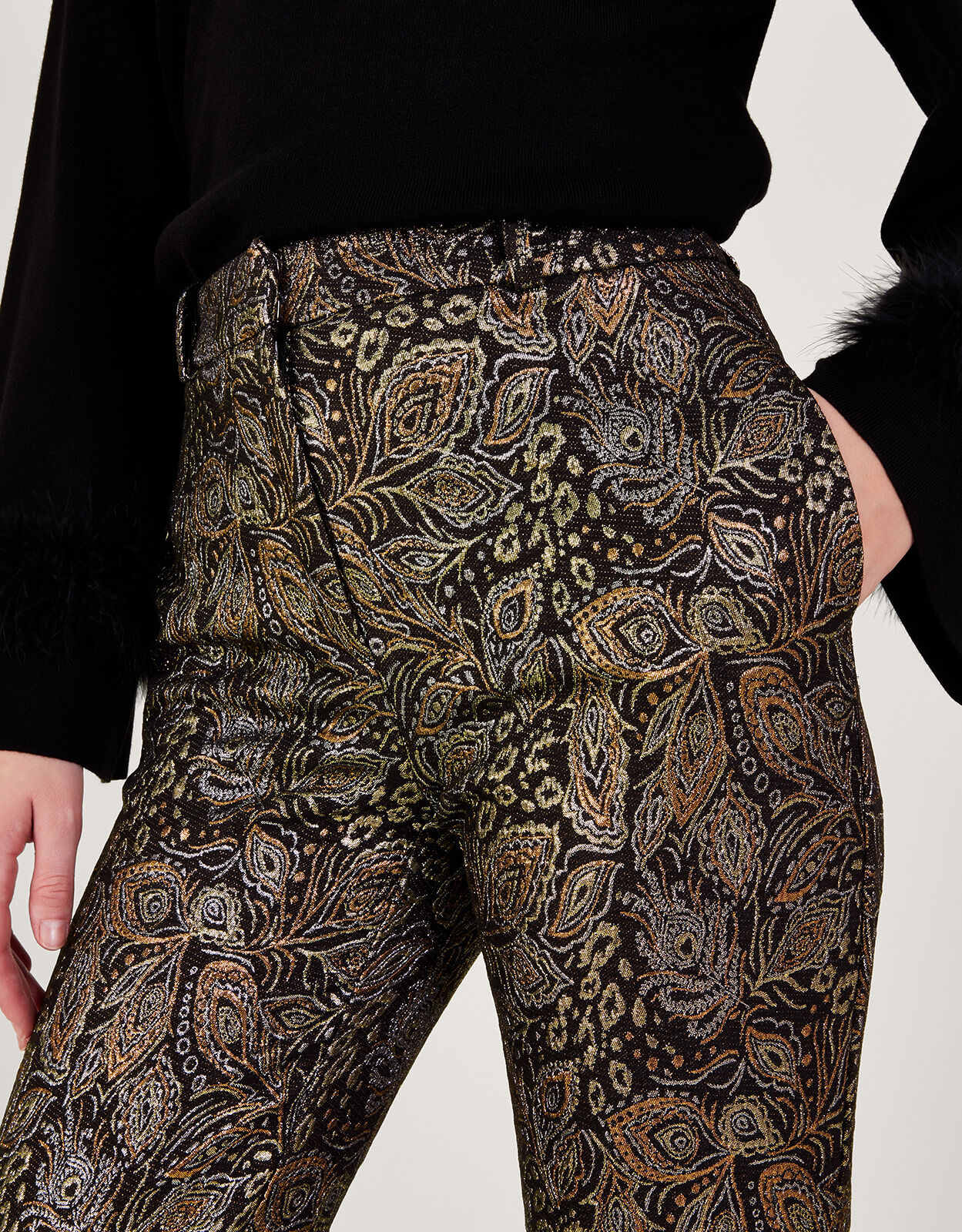 Joni Jacquard Trousers Black Trousers Leggings Monsoon Global