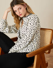 Hayley Dalmatian Scallop Blouse with LENZING™ ECOVERO™, Ivory (IVORY), large