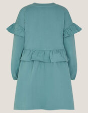 Floral Appliqu&eacute; Sweatshirt Dress, Green (GREEN), large