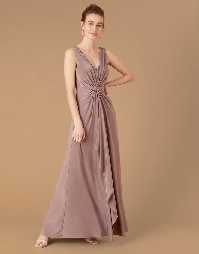 Jessie Jersey Twist V Neck Maxi Dress, Brown (MOCHA), large