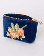 Elizabeth Scarlett Velvet Coin Purse, Blue (COBALT), large