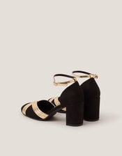 Joy Metallic Crossover Heels, Black (BLACK), large