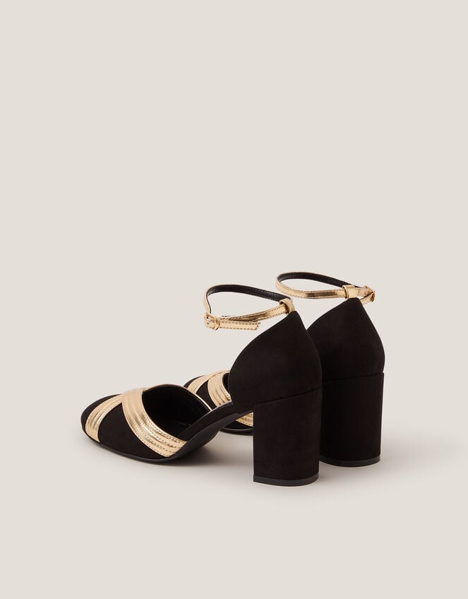 Joy Metallic Crossover Heels, Black (BLACK), large