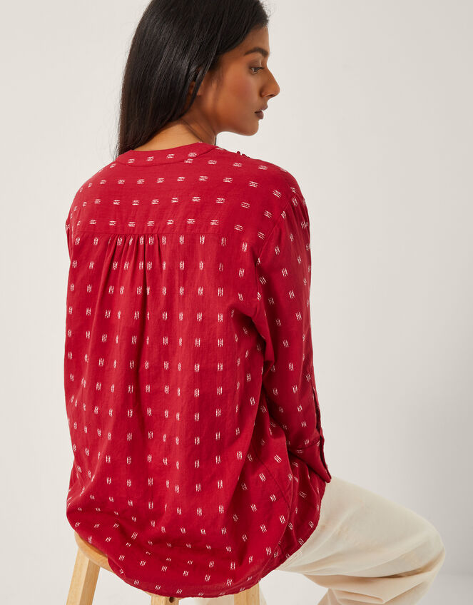 Poppy Ruffle Print Blouse, Red (RED), large