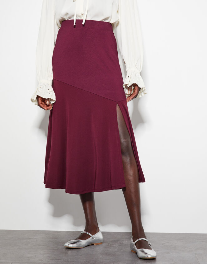 Fifi Jersey Panel Midi Skirt, Red (BERRY), large