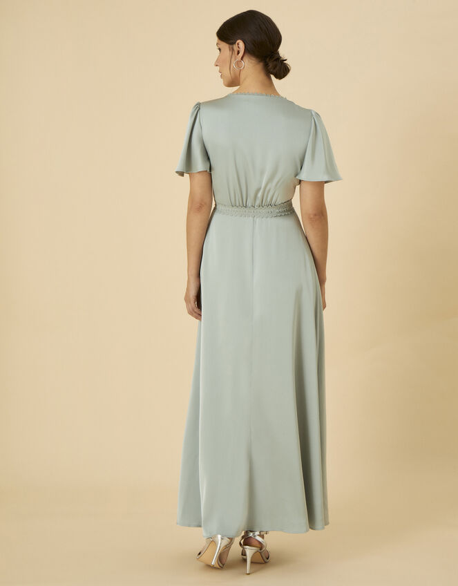 Ivy Satin Shorter Length Dress, Green (GREEN), large