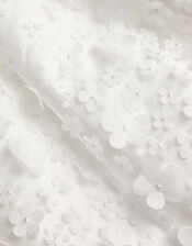 Baby Floral Appliqué Christening Dress, Ivory (IVORY), large