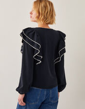 Freya Frill Jersey Blouse, Black (BLACK), large