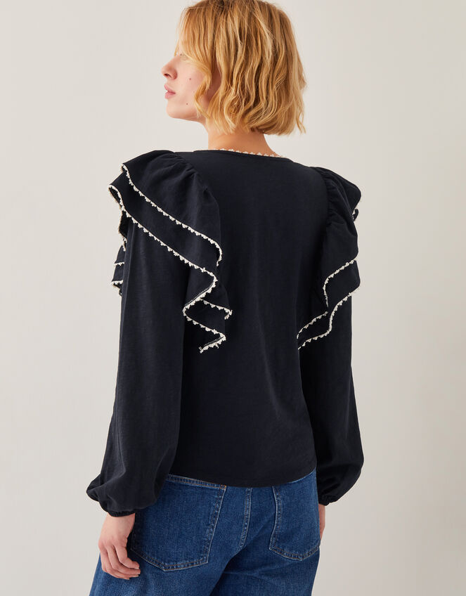 Freya Frill Jersey Blouse, Black (BLACK), large