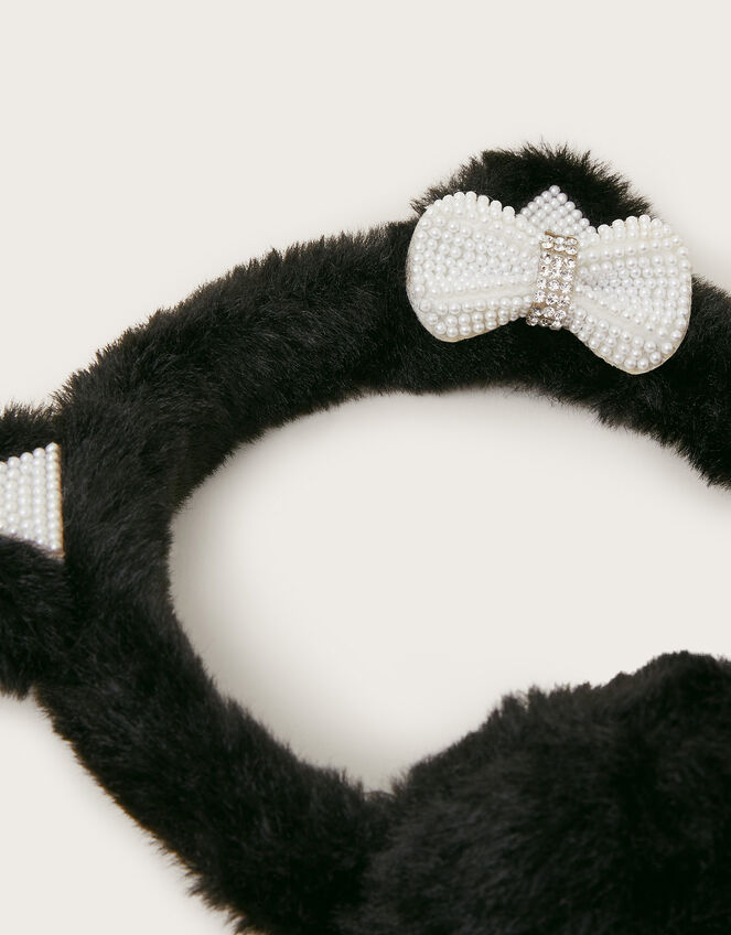 Pearl Bow Cat Earmuffs, , large