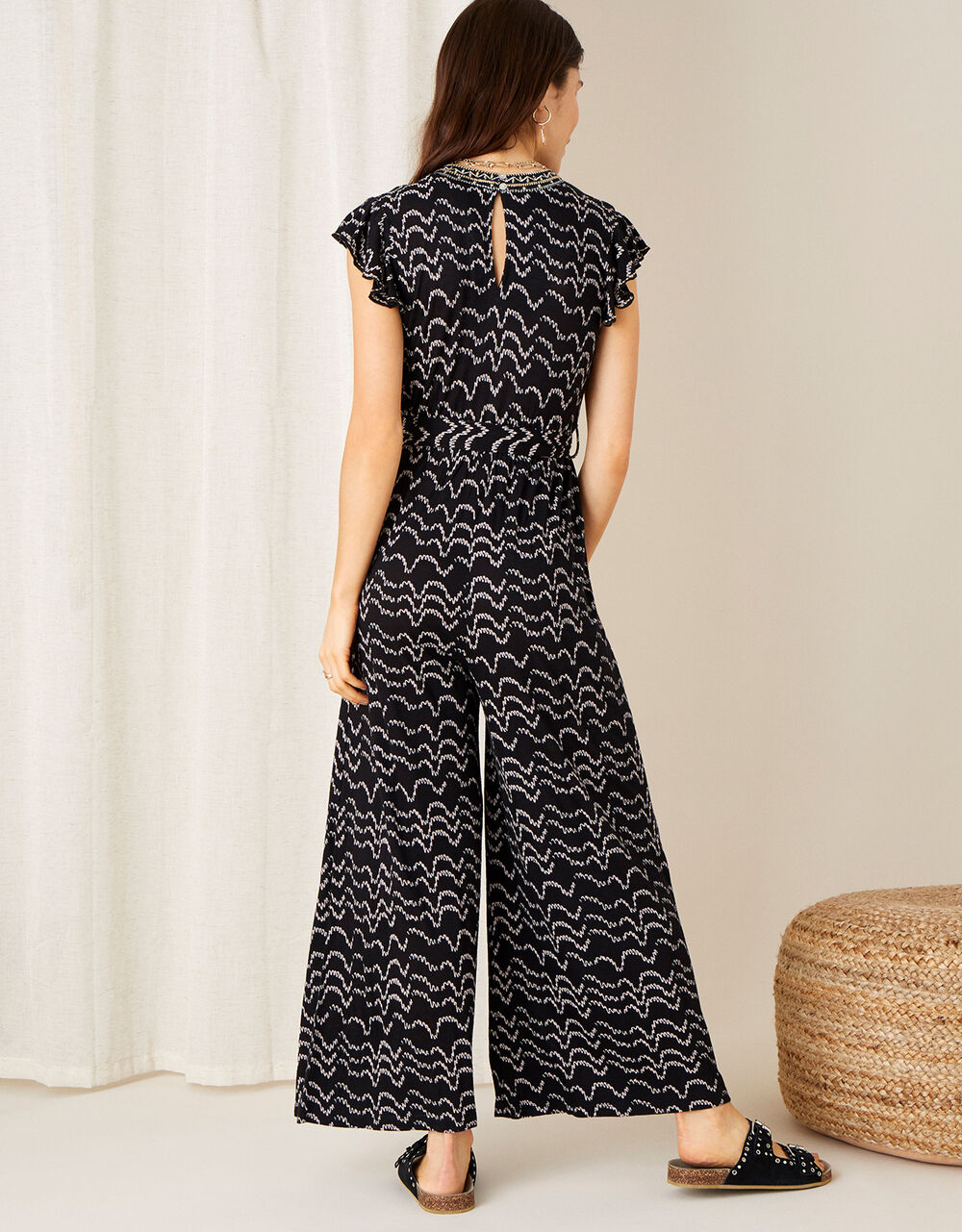 Martha Printed Jersey Jumpsuit Black Jumpsuits Monsoon Global.