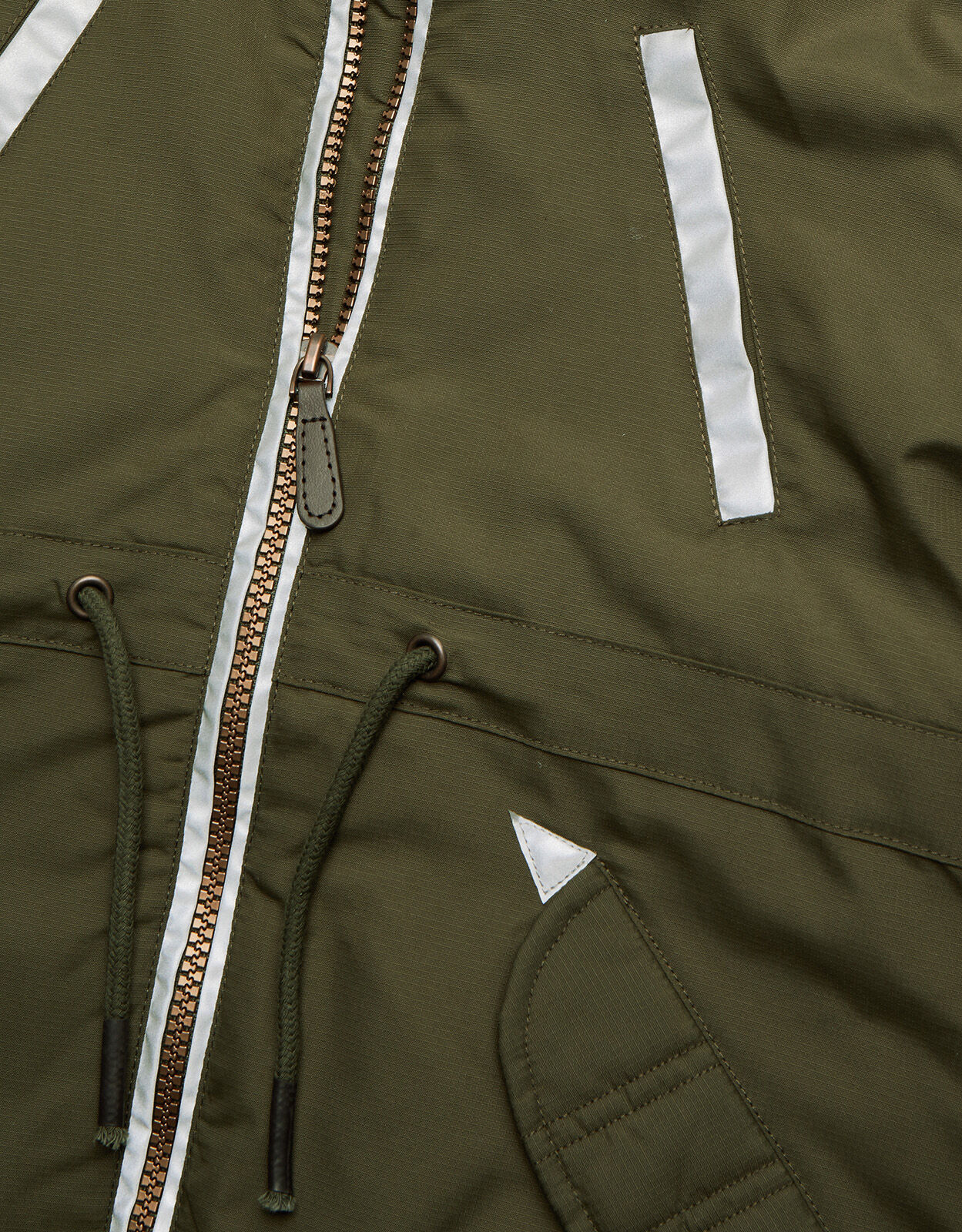 Reflective parka top coat