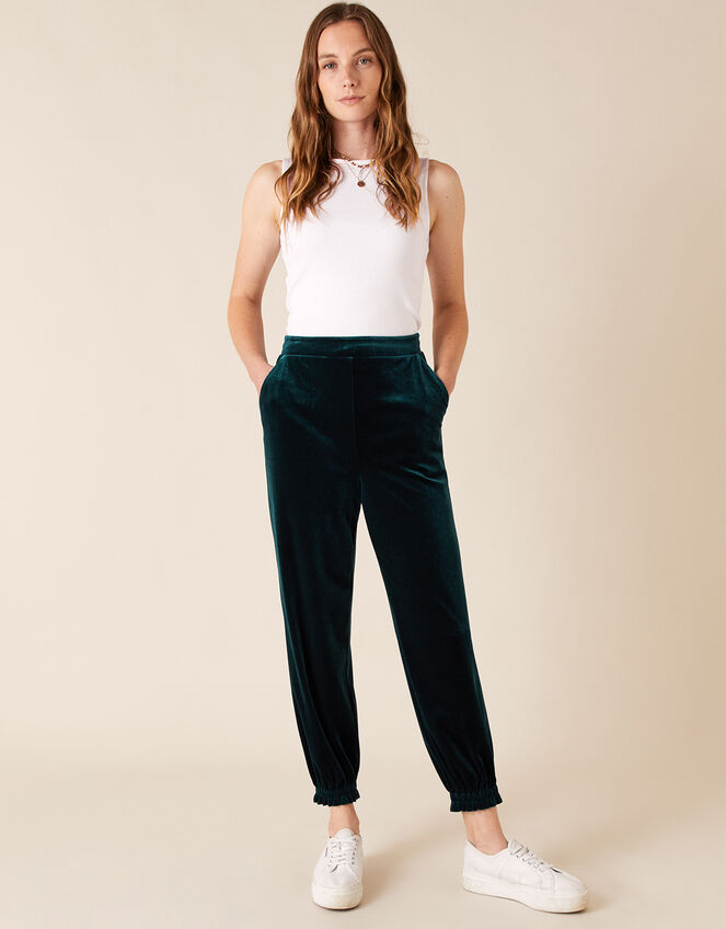Velvet Joggers, Green (GREEN), large