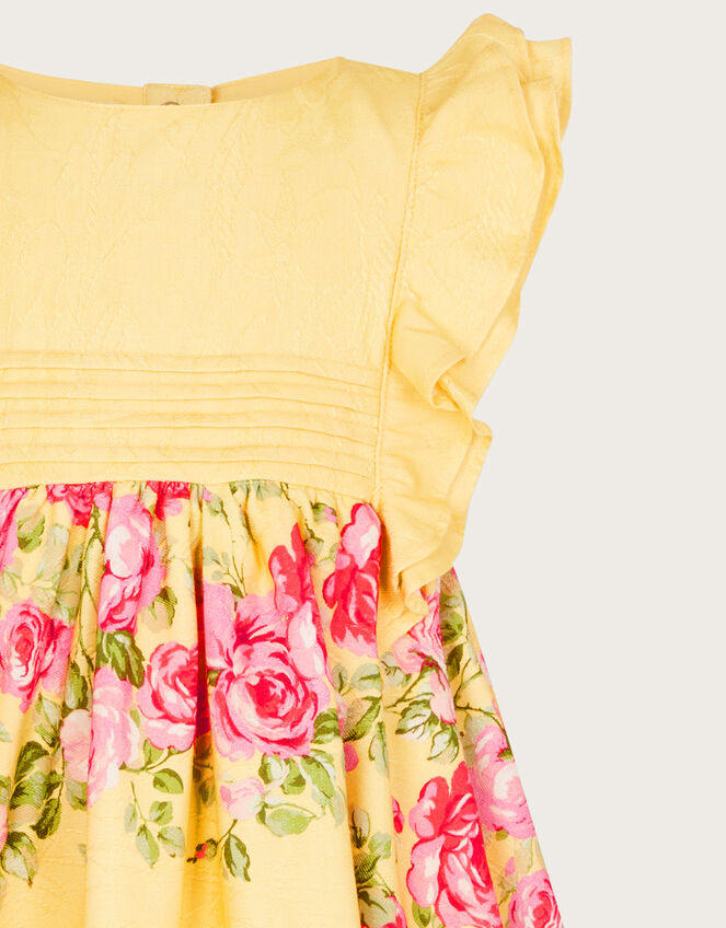Baby Roses Border Jacquard Dress, Yellow (YELLOW), large