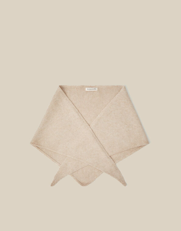 Fae Knitted Triangle Scarf, Natural (NATURAL), large