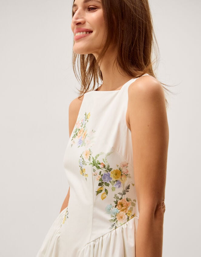 Cindy Floral Print Fit & Flare Midi Dress, Ivory (IVORY), large