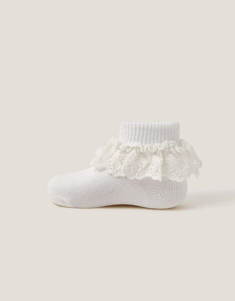 Baby Flower Lace Socks, White (WHITE), large