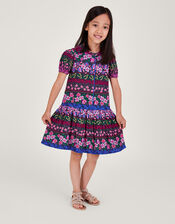 Floral Stripe Print Dress, Blue (NAVY), large