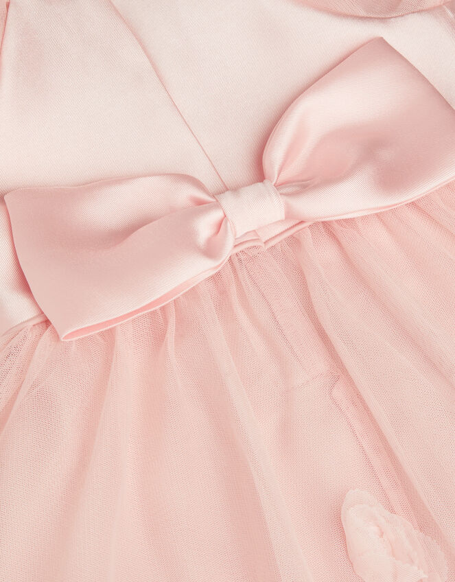Baby Eden Appliqu&eacute; Rose Tulle Dress, Pink (PINK), large
